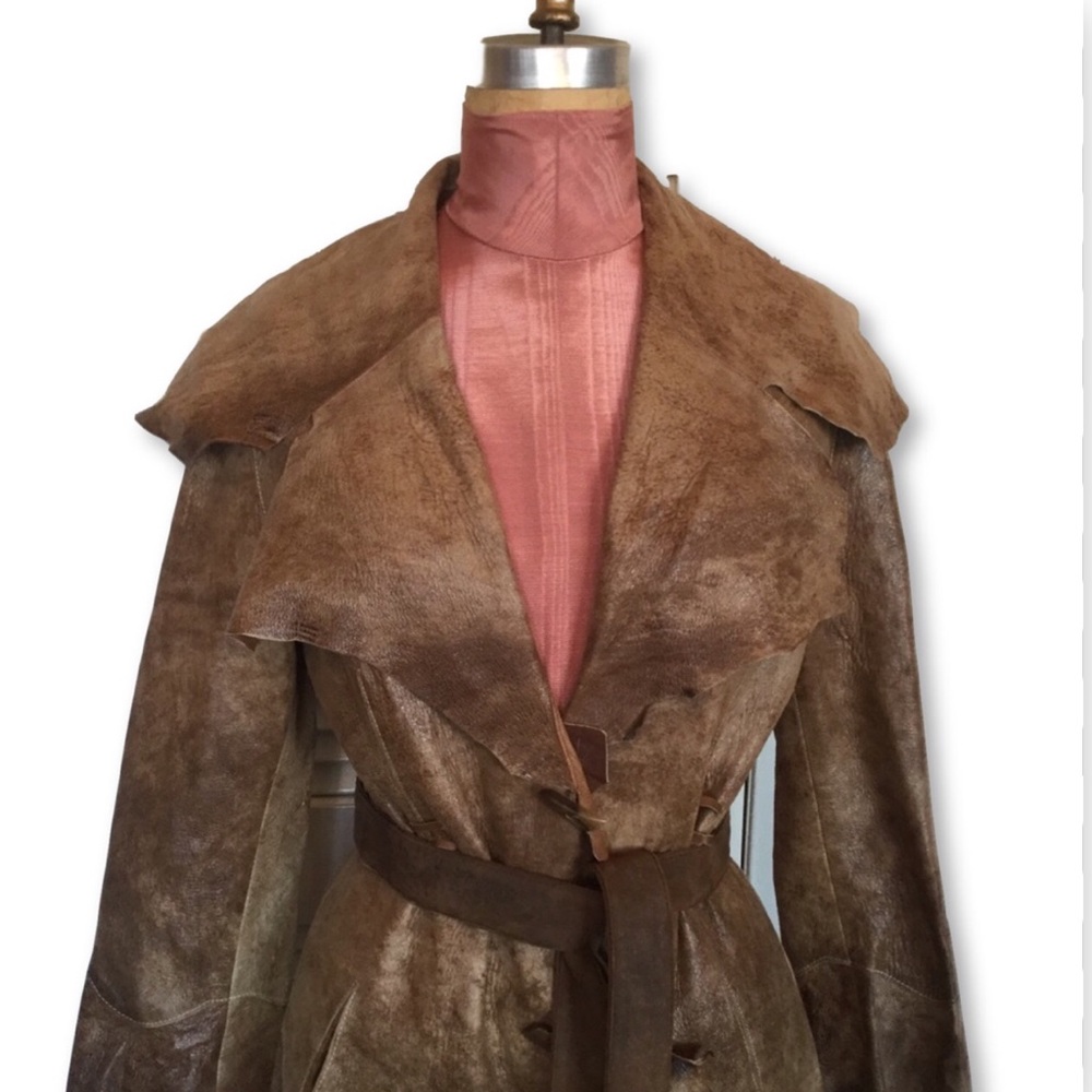 BOHO Leather OMBRÉ Maxi Coat LASER CUT - Picture 5 of 8